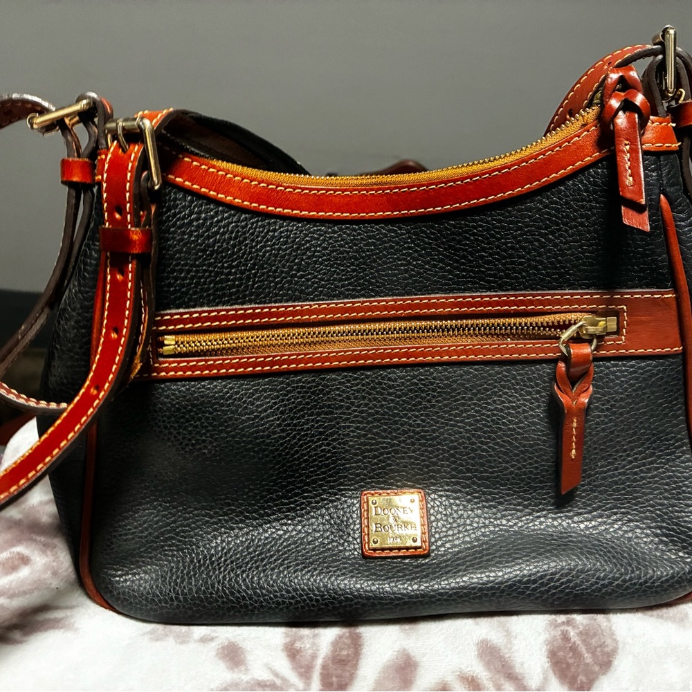 Dooney & Bourke Black and Brown Leather Shoulder Bag